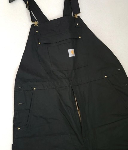 CARHARTT Loose Fit Insulated Bib Overalls MENS XL BLACK FIRM Duck Lined WORK NWT - 第 4/7 張圖片