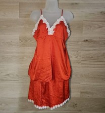 Red Babydoll Set with Eyelet Lace Lingerie Size XL Coquette Dark Fairy Whimsy