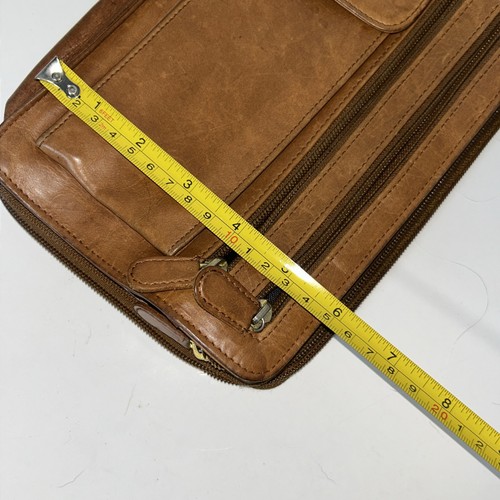 Vintage '90's Men’s Brown Leather Handbag By Exeter Ltd. Wristlet 9.25"x5.75" OD - Picture 17 of 18