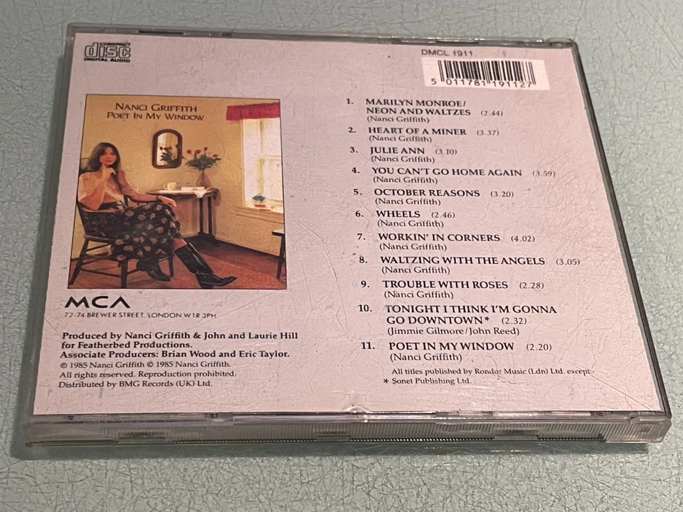 Nanci Griffith - Poet in My Window - CD Album - 1985 MCA Records - 11 Tracks - Image 2 of 4
