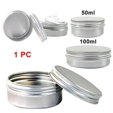 50/100ML Oil Aluminum Cosmetic Tin Pot Jar Empty Wax Container Lip Balm OY