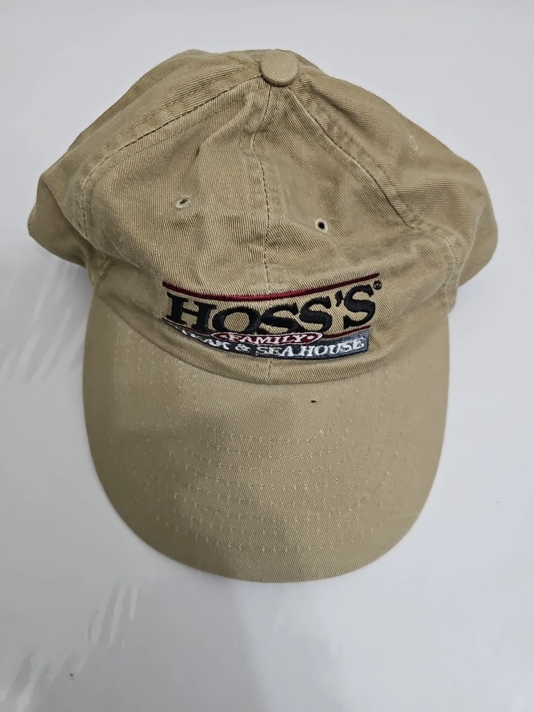VINTAGE Hoss's Family Steak & Seahouse Hat Beige Leather Strap Embroidered Logo
Opens in a new windo