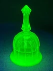 Vintage Fenton Vaseline Topaz Uranium Opalescent Sydenham Pattern Bell