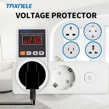 Automatic Voltage Protector Socket AC 220V 16A EU Plug Power Surge Protector  ✨