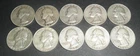 Ten  Washington Quarters. 90% Silver.  See Photo for dates.