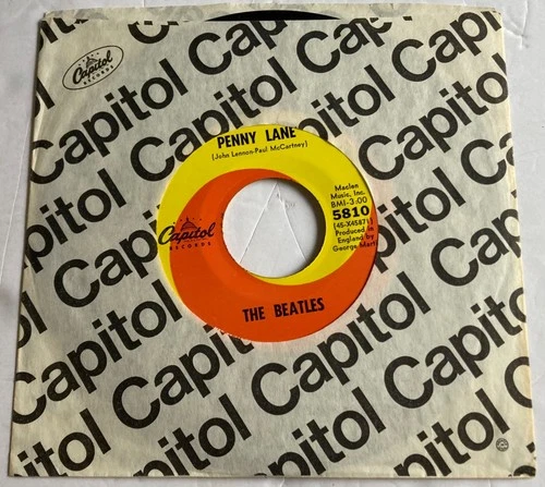 Beatles NM 45 1967 Penny Lane Strawberry Fields Forever & Capitol Sleeve