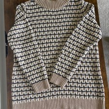 Talbots cream and navy striped sweater