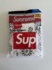 Supreme Hanes Boxer Briefs 2 Pack Size Large White Paisley Brand New Fast Ship
