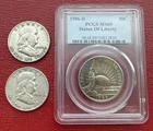 1950, 1951-D Franklin Half Dollars. 1986-D Statue of Liberty Half Dollar