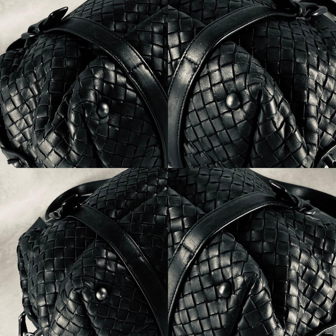 Bottega Veneta Women's Boston Shoulder Bag Handbag Leather Black Authentic thumbnail 7