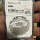 2006 AMERICAN SILVER EAGLE NGC MS70 CLASSIC BROWN LABEL