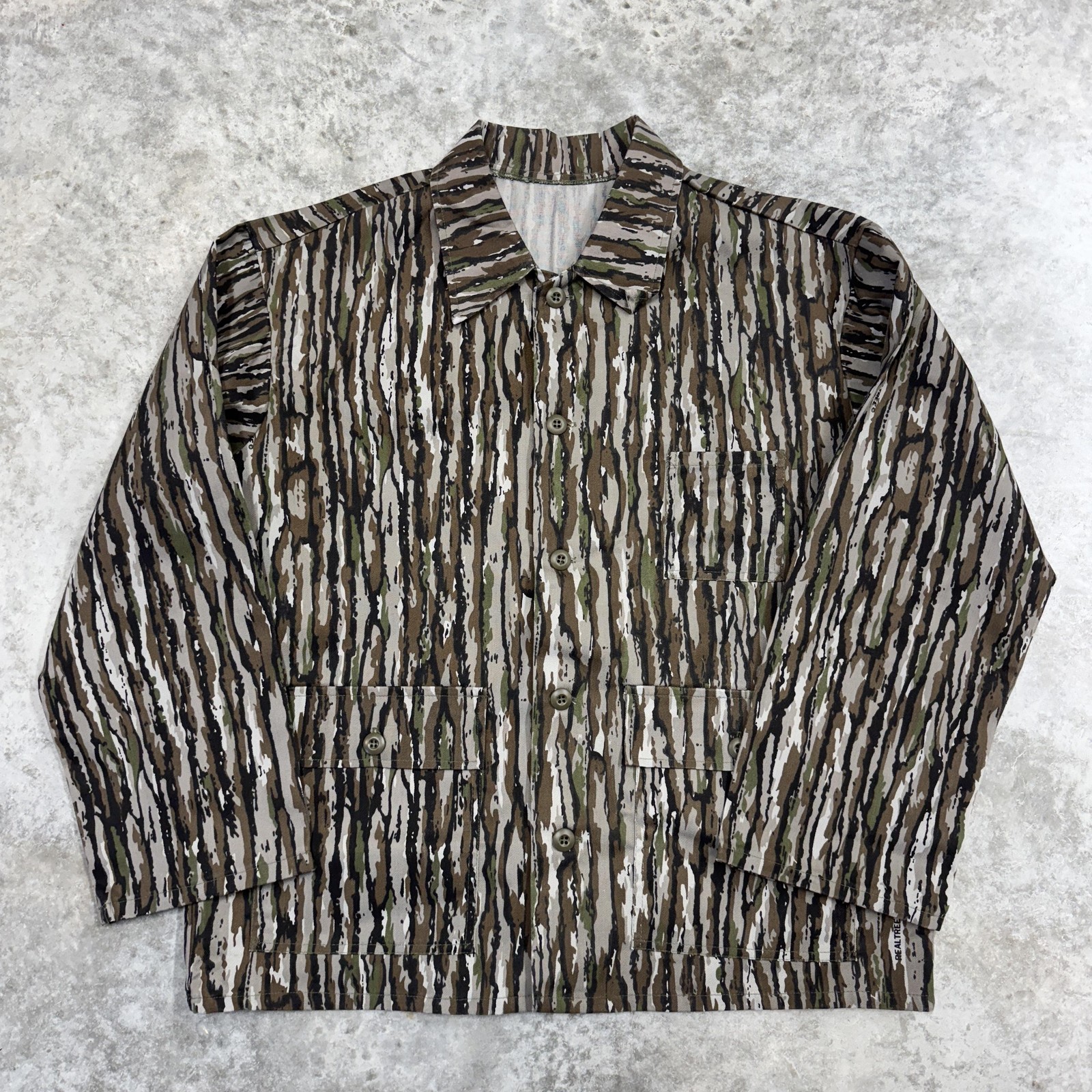 Realtree Shirt Mens Large Multicolor Tree Bark Camo Button Long Sleeve Hunting