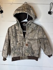Vintage Carhartt Real Tree Camo Hooded Jacket Quilt Insulated Youth 7-8