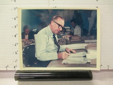 CBS TV show photo 1960s Walter CRONKITE news desk WRITING