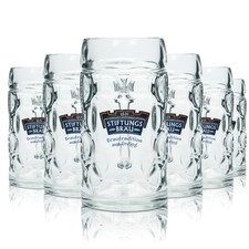 6x Erdinger Bier Glas 0,5l Krug Stiftungs-Bräu Isar Seidel Gläser Henkel Relief