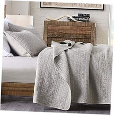 Quilt Set Size Classic Geometric Spots Stitched Pattern, Stone King Beige