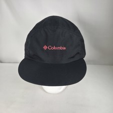 Vtg 5 Panel Columbia Sportswear Hat Stash Pocket Size XL Made in USA Black