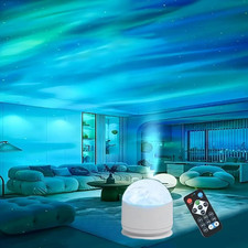 7-Color Music-Synced LED Star Projector Night Light - 2 Scenes Ocean Wave, 3D W