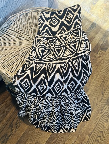 Ralph Lauren Damen Rock Stufen Maxi Schwarz & Braun Baumwolle A-Linie Größe L - Bild 5 von 5