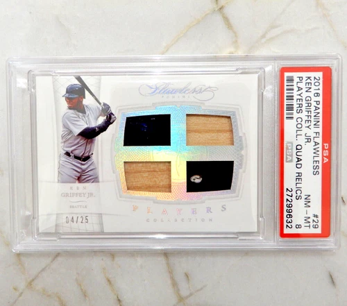 Ken Griffey Jr 2016 Panini Flawless #29 Players Collection Quad Relics /25 PSA 8
