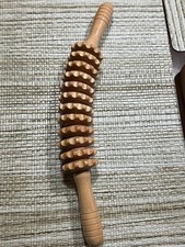 NEW Wood Cellulite Massage Roller Wood Therapy Massage Tool White 9-Wheel 