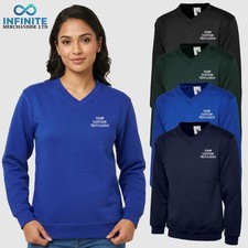 Personalised Embroidered Uneek Premium Classic V Neck Sweatshirt Custom Text Top
