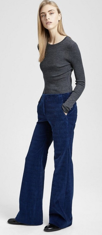 Theory Corduroy Flare Pant 2 Dark Navy