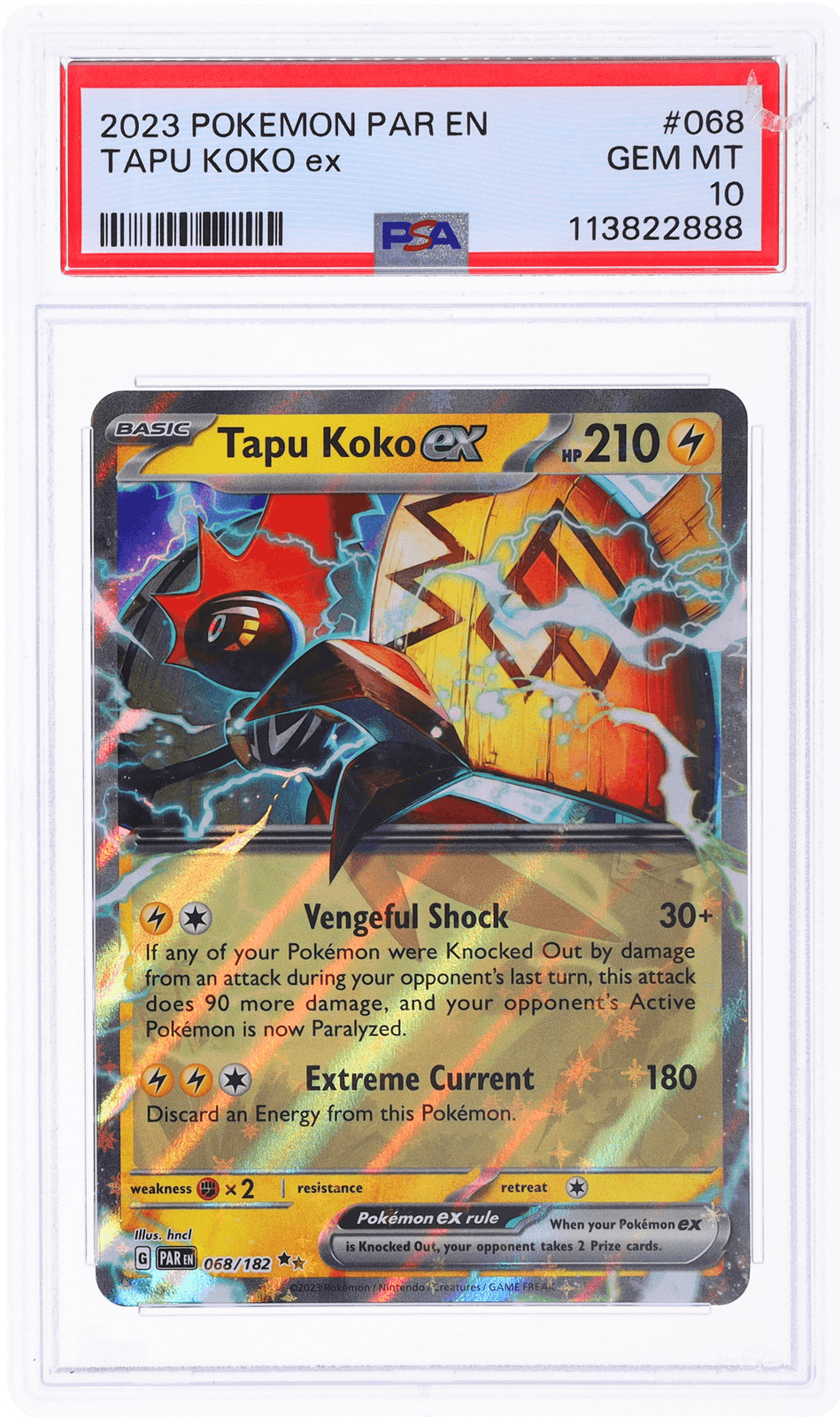 2023 Pokemon Scarlet and Violet Paradox Rift Tapu Koko Ex #68 PSA 10