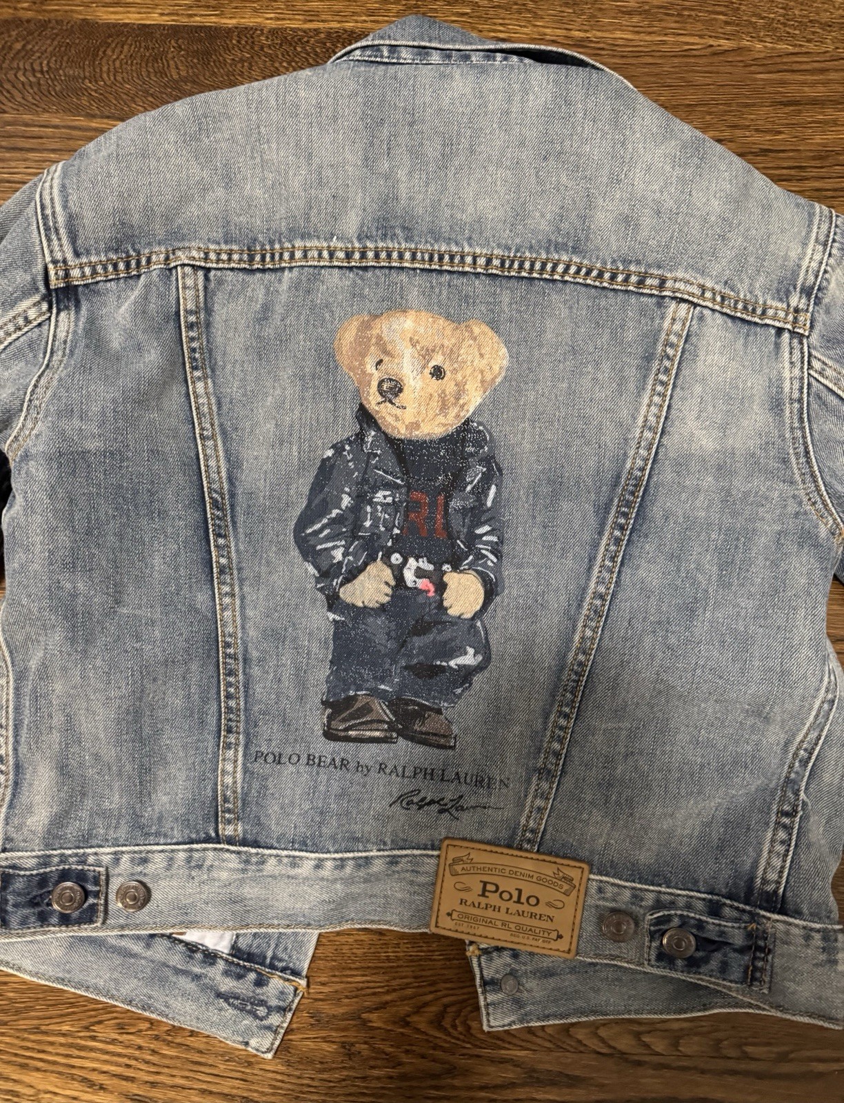 Polo Ralph Lauren Bear Denim Jacket Size Small EUC Rare image 7