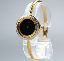 [Overhauled] Gucci Change Bezel 11/12.2 Black Dial Gold Women's Quartz Watch