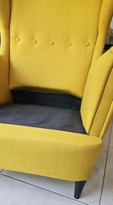 Wing Chair Yellow Fabric Ikea Strandmon Single Sofa | eBay