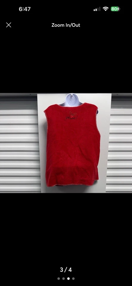 Chaleco de Colección Años 90 Feo Gato de Navidad en Sombreros de Papá Noel, Vellón de Vacaciones Bordado Foto 2 de 3