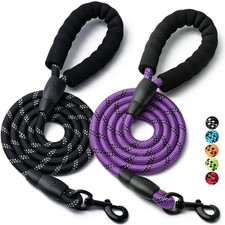 2 Pack Dog Leash, 4/5//6 FT Heavy Duty Nylon Rope Pet Leashes with Comfortabl...