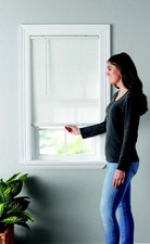 1" Cordless Vinyl Light Filtering Mini Blinds, 1-Piece, White, 43" W x 64" L