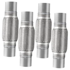  4PCS 2x6x10 Inch Exhaust Flex Pipe, Stainless Steel Double Braid Pipe, Heavy 