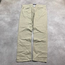 Chaps Chino Trousers Mens 38" Straight Fit Cotton Preppy Pants, Beige