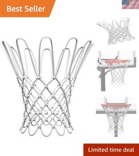 Official Size Basketball Net - Heavy Duty White Polyester for All Conditions