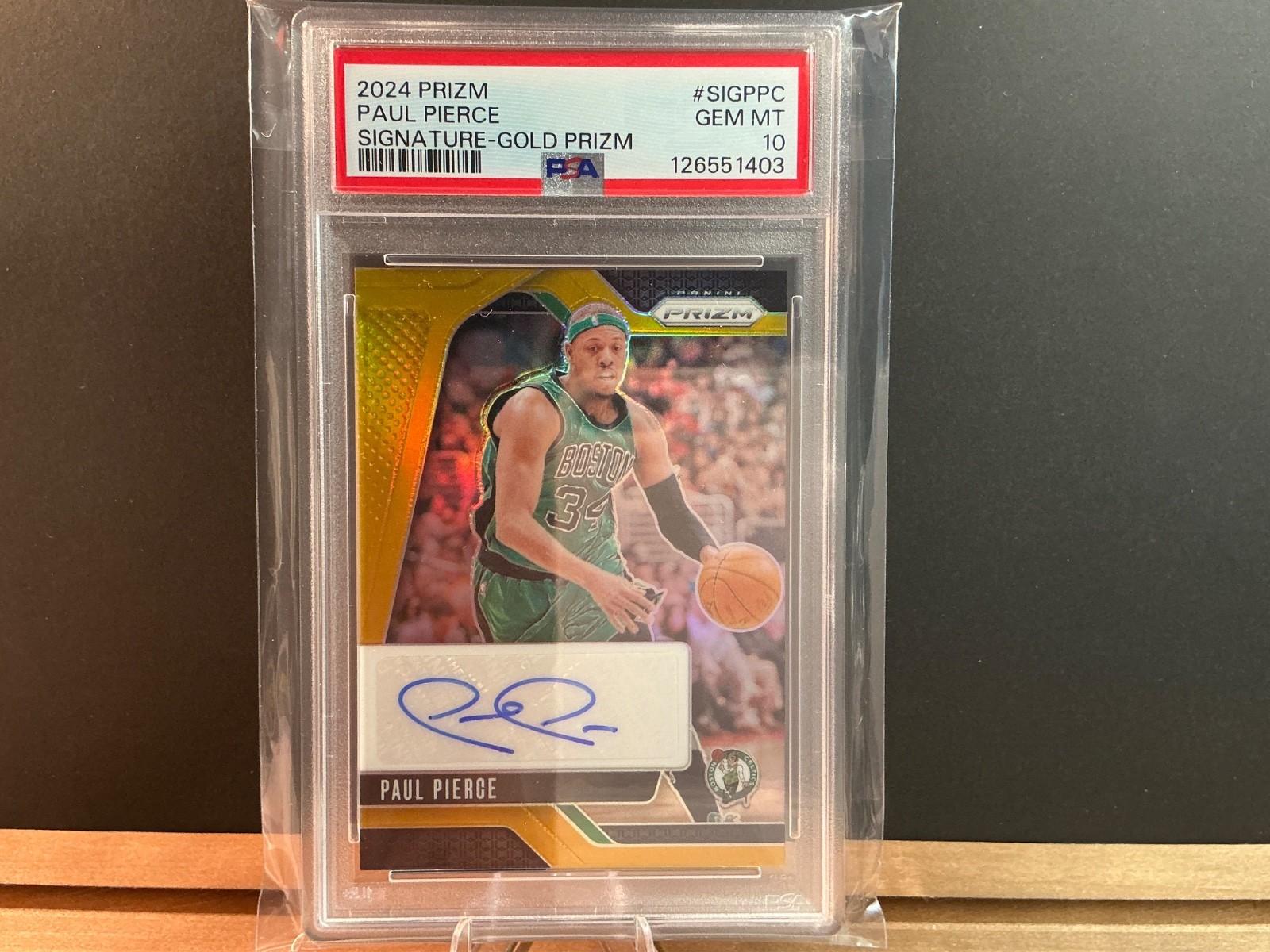 2024 PANINI PRIZM BASKETBALL PAUL PIERCE SIGNATURE GOLD # SIG-PC 02/10. PSA 10