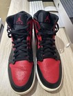 Jordan Air Jordan 1 Mid Red/Black Leather Colorblock Mid Top Lace-Up — photo 2