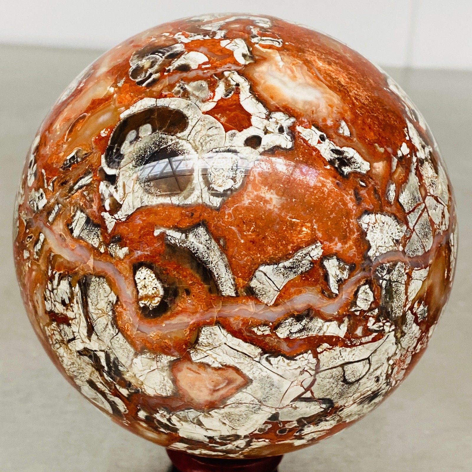 Natural Money agate Crystal Sphere Ball healing 1760G