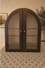 Space Saving Wall-Mounted Arched Storage Cabinet with Adjustable Shelf Black