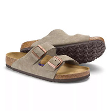 Birkenstock Arizona Soft Footbed Taupe Suede Leather Sandals