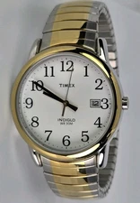 TIMEX INDIGLO MEN'S STAINLESS STEEL BACK WATER RESISTAN 30M WHITE DIAL 35mm