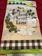 Meadow Creek Embroidered Yard Flag Home Sweet Home Wreath New