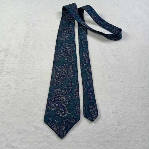 Haggar Tie Green Paisley Design Made in USA - Picture 4 of 11