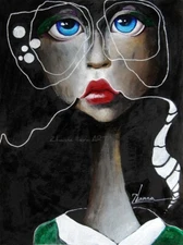 ORIGINAL ACRYLIC POP SURREALISM ART woman expressive PORTRAIT ARTISTIC PAINTING