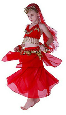 Kids Belly Dance Costume Sparkly - Complete w/ veil/coins