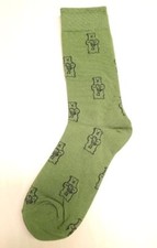 Green Teddy Bear Socks Novelty Unisex 6-12 Crazy Fun SF58