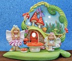 Ceramic Bisque Ready to Paint Spring Fairy Scape with 2 fairies ~lighted~
