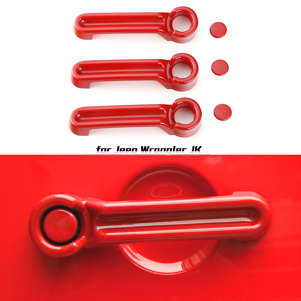 Red ABS Door Handle Cover For Jeep Wrangler JK/JKU 2007-2018 - Exterior Trim Guard, Scratch Protector, Easy Install - View #9